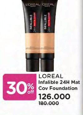 Promo Harga LOREAL Infallible 24H Matte Cover Foundation All Variants 35 ml - Watsons