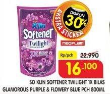 Promo Harga SO KLIN Softener Twilight Sensation Glamorous Purple, Flowery Blue 800 ml - Superindo