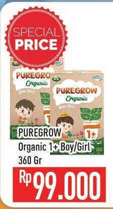 Promo Harga ARLA Puregrow Organic 1+ Boys, Girls 360 gr - Hypermart