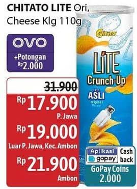 Promo Harga Chitato Lite Crunch Up Asli, Cheese 110 gr - Alfamidi