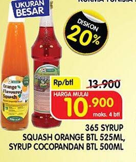 365 Syrup Squash Orange, Syrup Cocopandan