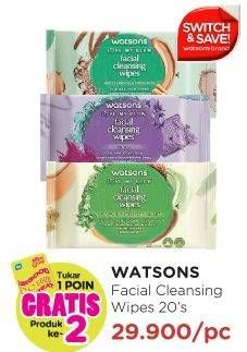 Promo Harga WATSONS Facial Cleansing Wipes 20 pcs - Watsons