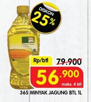 Promo Harga 365 Minyak Jagung 1000 ml - Superindo