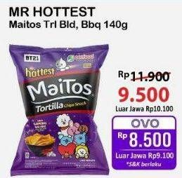 Promo Harga Mr Hottest Maitos Tortilla Chips Jagung BBQ, Sambal Balado 140 gr - Alfamart