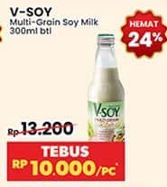 Promo Harga V-soy Soya Bean Milk Multi Grain 300 ml - Indomaret