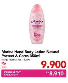 Promo Harga MARINA Hand Body Lotion Natural Protect Care 350 ml - Carrefour