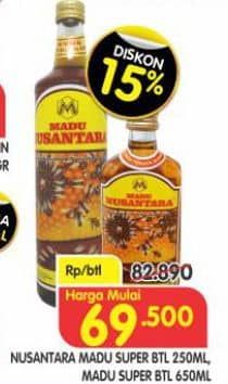 Promo Harga Madu Nusantara Madu Super 250 ml - Superindo