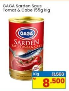 Promo Harga Gaga Sardines In Tomato Sauce Chilli/ Tomat Dan Cabe, Sambal Balado 155 gr - Indomaret