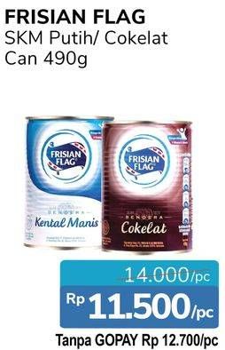 Promo Harga FRISIAN FLAG Susu Kental Manis Putih, Cokelat 490 gr - Alfamidi