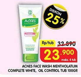 Promo Harga Acnes Facial Wash Complete White, Oil Control 100 gr - Superindo