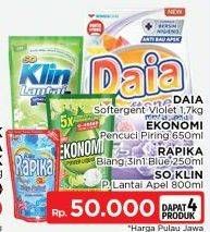 Promo Harga Daia Detergent/Ekonomi Pencuci Piring/Rapika Biang/So Klin Pembersih Lantai  - LotteMart