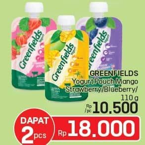 Promo Harga Greenfields Yogurt Mangga, Strawberry, Blueberry 110 gr - LotteMart