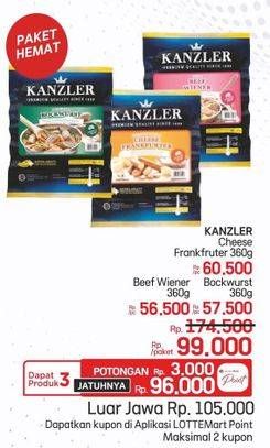 Promo Harga Kanzler Frankfurte + Bockwurst + Beef Wiener  - Lotte Grosir