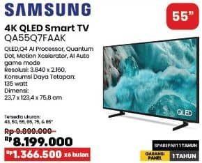 Promo Harga Samsung QA55Q7FAAK 55" QLED Q7F 4K Samsung Vision AI Smart TV  - COURTS