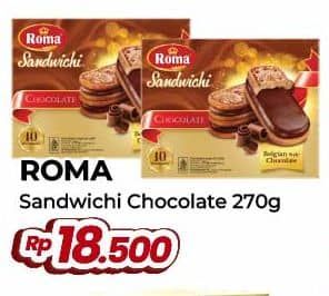 Promo Harga Roma Sandwich Chocolate per 10 pcs 27 gr - Yogya