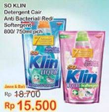 Promo Harga SO KLIN Liquid Detergent + Anti Bacterial Biru, + Softergent Pink 800 ml - Indomaret