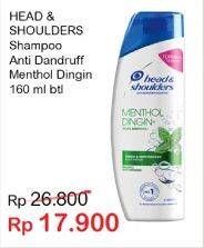 Promo Harga HEAD & SHOULDERS Shampoo Menthol Dingin 160 ml - Indomaret