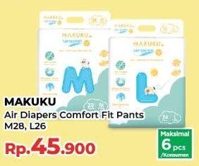 Promo Harga Makuku Air Diapers Pants L26, M28 26 pcs - Yogya