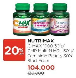 Harga Nutrimax C Max 1000/Nutrimax Complete Multivitamins & Minerals/Nutrimax Feminine Beauty