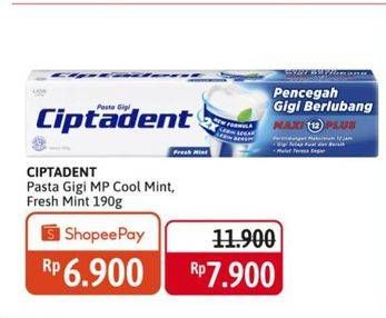 Promo Harga Ciptadent Pasta Gigi Maxi 12 Plus Cool Mint, Fresh Mint 190 gr - Alfamidi