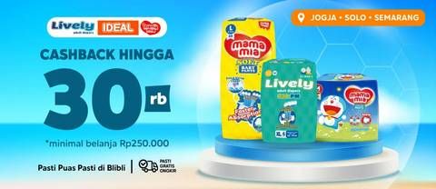 Promo Harga Diapers Lively, Ideal & Mamami Mulai Dari 11 Ribuan + Cashback Hingga 30 Ribu  - Blibli