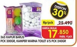 Promo Harga 365 Kapur Barus 150gr/Kamper Toilet Warna 6s  - Superindo