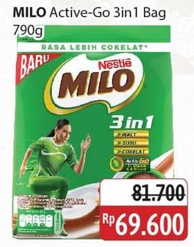 Promo Harga Milo ActivGo 3in1 800 gr - Alfamidi