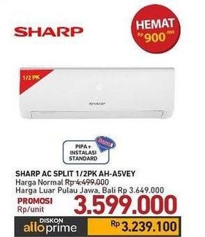 Promo Harga Sharp AH-A5VEY | AC 1/2PK  - Carrefour