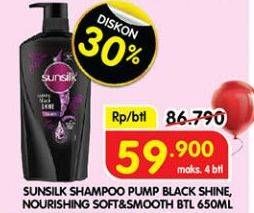 Promo Harga Sunsilk Shampoo Black Shine, Soft Smooth 650 ml - Superindo