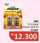 Promo Harga ABC Battery Super Power R03/AAA 4 pcs - Alfamidi