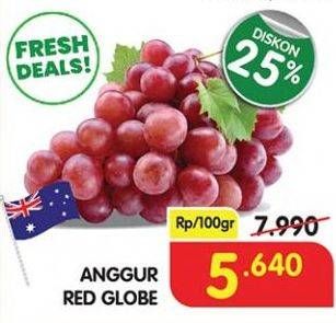 Promo Harga Anggur Red Globe per 100 gr - Superindo