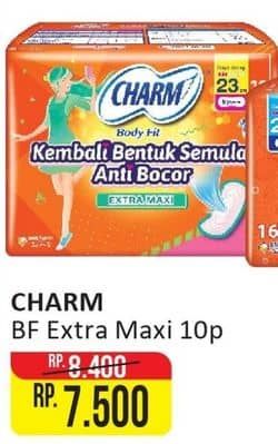 Promo Harga Charm Body Fit Extra Maxi NonWing 10 pcs - Alfamart