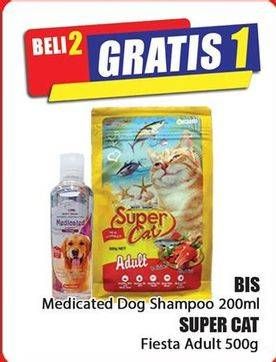 Promo Harga BIS Medicated Dog Shampoo 200ml, SUPER CAT Fiesta Adult 500g  - Hari Hari