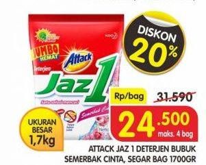 Promo Harga ATTACK Jaz1 Detergent Powder Semerbak Cinta, Segar 1700 gr - Superindo