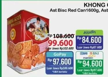 Promo Harga Khong Guan Assorted Biscuit Red 1600 gr - Alfamart