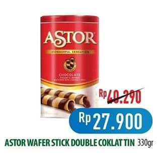 Promo Harga Astor Wafer Roll Double Chocolate 330 gr - Hypermart