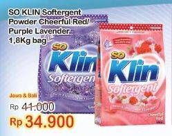 Promo Harga SO KLIN Softergent Cheerful Red, Purple Lavender 1800 gr - Indomaret