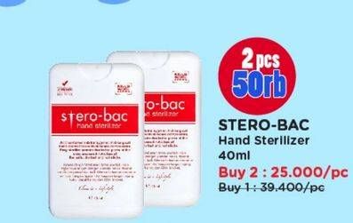 Promo Harga Sterobac Hand Sterilizer 40 ml - Watsons