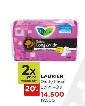 Promo Harga Laurier Pantyliner Extra Long & Wide NonPerfumed 40 pcs - Watsons