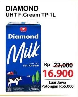 Promo Harga Diamond Milk UHT Full Cream 1000 ml - Alfamart