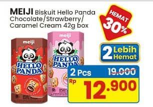 Promo Harga Meiji Hello Panda Biscuit Chocolate, Strawberry, Caramel Cream 42 gr - Indomaret
