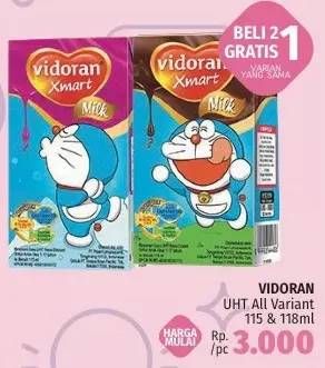 Promo Harga VIDORAN Kids Milk UHT Stroberi, Coklat, Coklat, Stroberi 115 ml - LotteMart