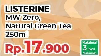 Promo Harga LISTERINE Mouthwash Antiseptic Zero, Natural Green Tea 250 ml - Yogya