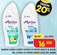 Promo Harga Marina Hand Body Lotion UV White Healthy Glow, UV White Hydro Cool 460 ml - Superindo