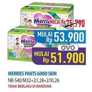 Promo Harga Merries Pants Good Skin S40, M34, L30, XL26 26 pcs - Hypermart
