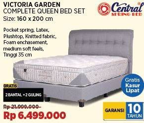 Promo Harga Central Spring Bed Victoria Garden Complete Queen Bed Set 160x200  - COURTS