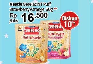 Promo Harga NESTLE CERELAC Nutripuffs Banana Strawberry, Banana Orange 50 gr - Carrefour