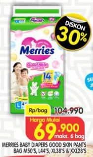 Promo Harga Merries Pants Good Skin M50, L44, XL38, XXL28 28 pcs - Superindo