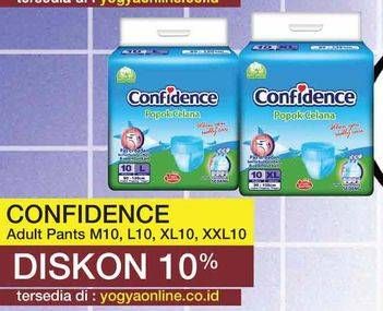 Promo Harga Confidence Adult Diapers Pants XXL10, XL10, L10, M10 10 pcs - Yogya