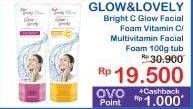 Promo Harga Glow & Lovely (fair & Lovely) Facial Foam Bright C Glow Vitamin C, Brightening Multi Vitamin 100 gr - Indomaret